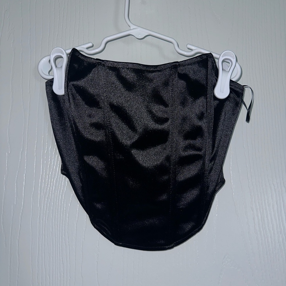 Black strapless corset top. Small.